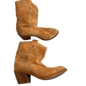 Limelight Brown Ankle Boots Floral Leather Womens 9 Block Heel Cowgirl Western